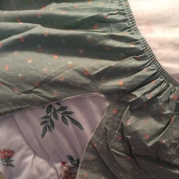 Sage Floral Twin Dust Ruffle Bed Skirt Complete 4 Corner Poly/cotton 14" Drop - Picture 8 of 11